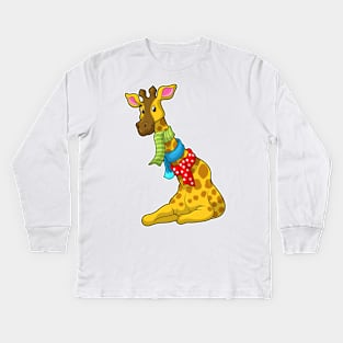 Giraffe with Scarf Kids Long Sleeve T-Shirt